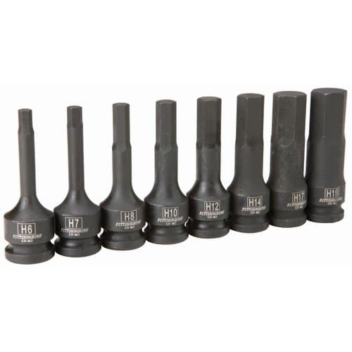 8 Piece 1/2 Drive Metric Impact Hex Driver Set