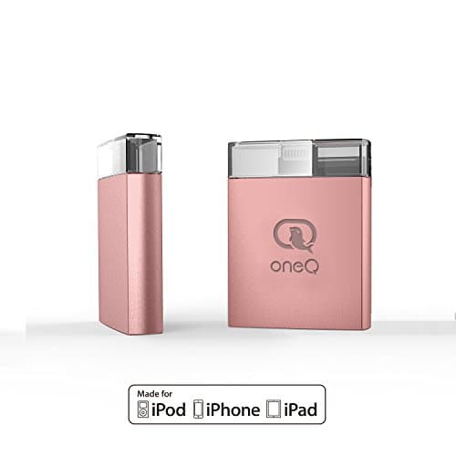 OneQ iPhone Flash Drive, OneQ iOS External Storage Memory Expansion Stick with Lightning Connector for iPhone iPad - 16GB Pink Gold [Apple MFI Certified]