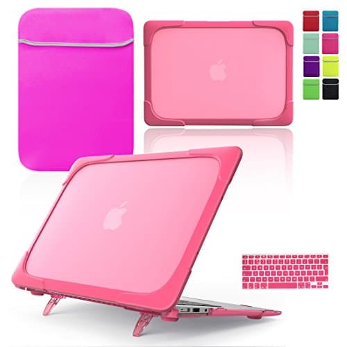 Love My Case / BUNDLE Pink BUMPER Hard Shell Case with matching KEYBOARD Skin and NEOPRENE Sleeve Cover for Apple MacBook Air 13 inch (13") A1369 / A1466 [Will NOT fit MacBook Pro Models]