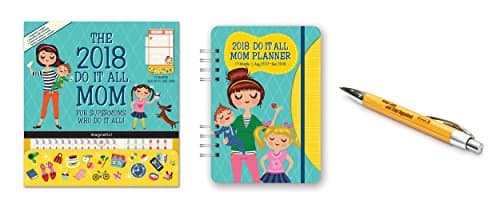 Orange Circle Studio 2018 Moms Do It All Magnetic Wall Calendar and Moms Do It All Planner , Aug. 2017 - Dec. 2018, Comes with a Kemah Bamboo Pen