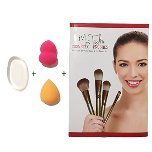 Makeup Brush Set. 15 Soft Makeup Brushes including Contour Brush and Stippling Brush. Also, a Bonus Sponge Blender and a Silicone Makeup Sponge! All In One Exclusive Cosmetic Brush Set