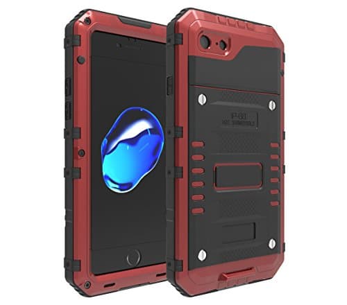iPhone 7 Case, IP68 Waterproof Shell Aluminum Extreme Shockproof Dust/Dirt Proof Resistant With Gorilla Glass Case, Military Heavy Duty Armor Case For Apple iPhone7 (Red, 7 4.7")