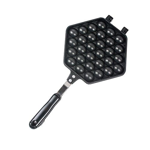 Pevor Egg Pan, Non-stick Hong Kong Egg Bubble Pan Aluminum Alloy Egg Cake Baking Pan, Black