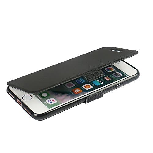 iPhone 7 Plus case, iPhone 8 Plus case, MTRONX Magnetic Ultra Folio Flip Slim PU Leather Soft TPU Twill Case Cover with Stand for Apple iPhone 7 Plus iPhone 8 Plus - Black(MS-BK)