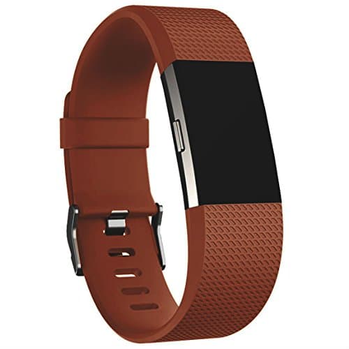 Sturdy Life Replacement Smartwatch Strap, Fitbit Charge 2 Bands, Heart Rate Fitness Wristband (Coffee, Large 6.7~8.1")