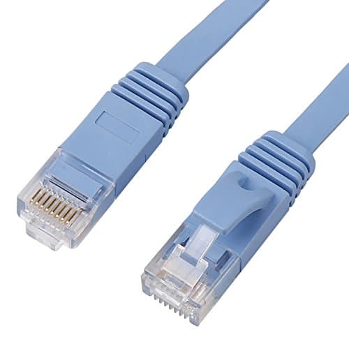 Cat6 Ethernet Patch Cable, Flat Cat6 Network Cable Gigabit Ethernet Patch Cord RJ45 Network Twisted Pair Lan Cable (6.5Feet/2M, Blue)