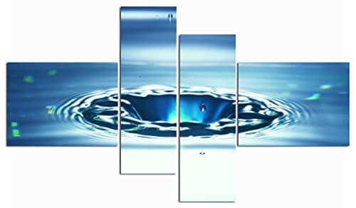 Modern Impressionist Wall Art Framed Canvas Sprayed Painting Water-drop Home Decor Good Picture Living Room Nice Gift(40x30cm2&amp;20x60cm2(Framed), Blue)