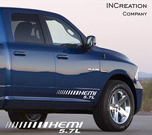 INCreation Company 2002-2019 Dodge Ram 1500 Front Doors Decals, Mopar Vinyl Stickers RT, 5.7 L auto Graphics SRT Hellcat, Hemi, Rebel 4x4