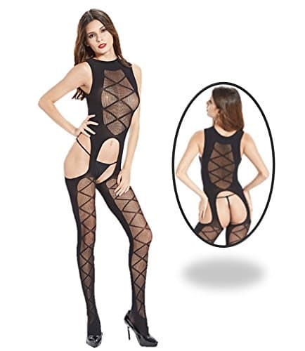 Shape Mi Sheer Mesh Crotchless One Piece Bodystocking by