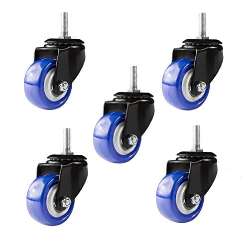 8T8 Replacement Office Chair Threaded Caster Wheels 2-inch 5pcs Heavy Duty Solid Rubber Safe for Hardwood Carpet Tile Floors (Screw M8 Blue)