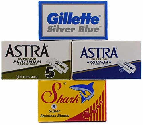 HerbFlow 20 Double Edge Razor Blade Sampler - Gillette, Astra, Shark &amp; Rating Sheet - Set