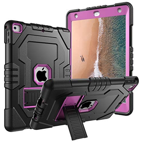 Case for iPad 9.7 2018,Case for iPad 2017 9.7,Case for iPad 6th Generation,Digital Hutty 3 in 1 Shockproof Heavy Duty Full-Body Protective Cover with Kickstand Purple