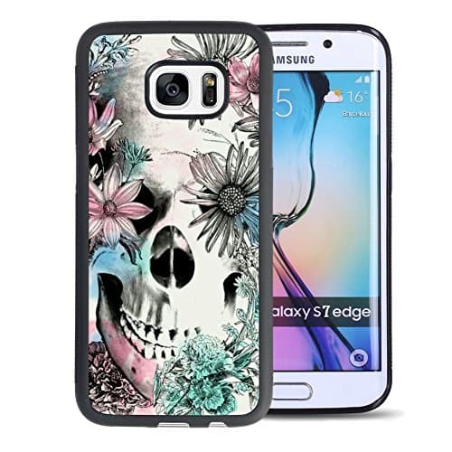 Samsung Galaxy S7 Edge Case,Customized Sugar Skull TPU and PC for Samsung Galaxy S7 Edge--Black
