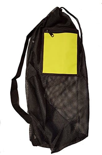 Mesh Drawstring Snorkel Bag with Yellow Zip Pocket