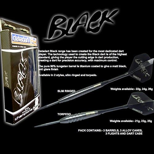 23g DATADART BLACK TORPEDO RINGED DARTS SET