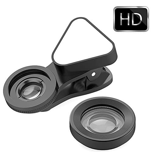 NATAMO 3-IN-1 Cell Phone Camera Lens Kit Include 140 Degree Wide Angle &amp; 15X Macro Lens &amp; LED Selfie Flash Light Universal HD Clip-on Camera lenes for SmartPhone Tablet Laptop