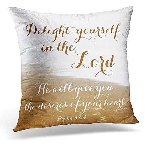 GAMSJM Personalized Throw Pillow Cases Blue Scripture Psalm 37 Bible Verse Sandy Ocean Beach Beige Marine Square Standard Cushion Covers Pillowcases for Home Bedroom Decorative