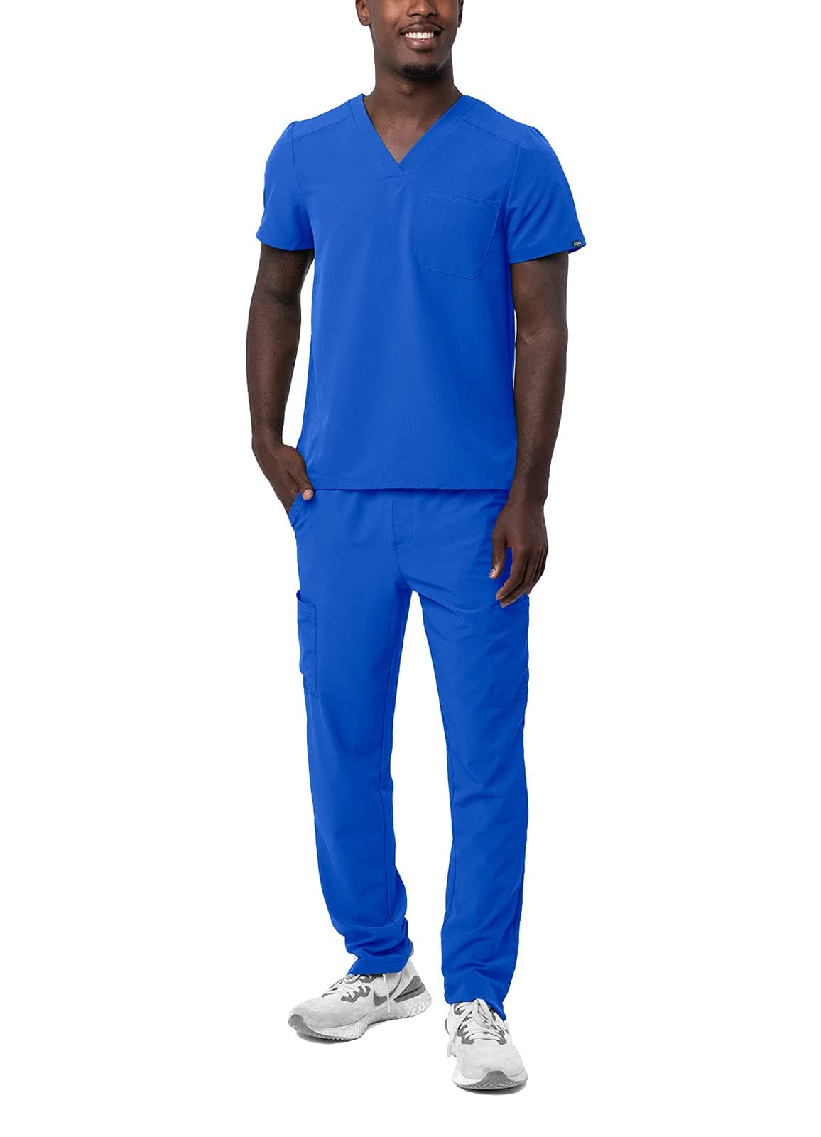 Adar Addition Go-Basic Scrub Set For Men - Classic V-Neck Scrub Top & Cargo Scrub Pants