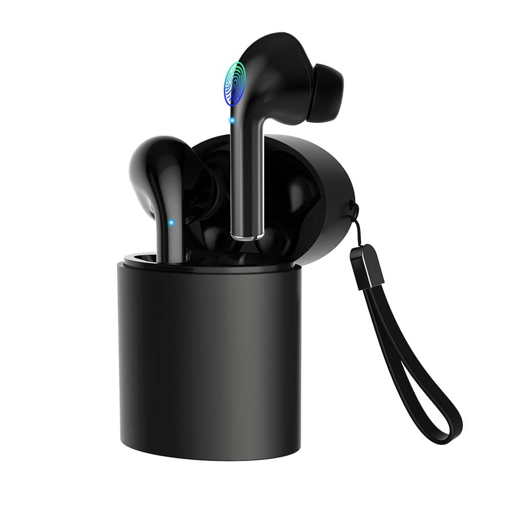 True Wireless Earbuds, Smart Touch Control Wireless Bluetooth 5.0 Headphones TWS in-Ear Headsets Built-in Microphone Noise Cancelling for iPhone Android with Charging Case Black