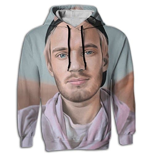 CHERINA RHEA Adult's Pullover Hooded Sweatshirt With Pockets 3D Full Printed Pewdiepie Design For Men Women