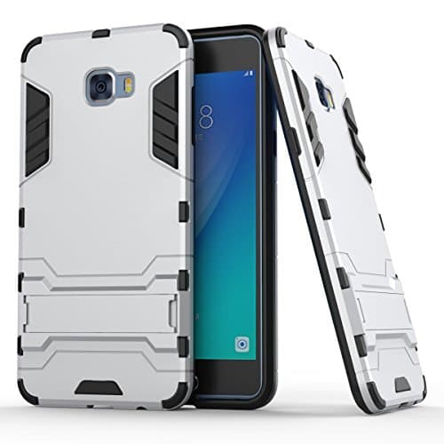 BCIT Samsung Galaxy C7 Pro Case - Dual Layer Full Body Shock Resistant Armour Case Cover With Kickstand for Samsung Galaxy C7 Pro - Silver