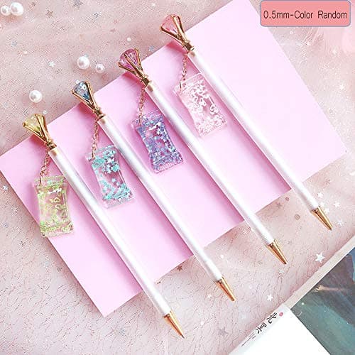 1pc Diamond Mechanical Pencil Students Cute Automatic Pencil Writing Tool with Crystal Pendant for Office School Home Use(0.5mm)