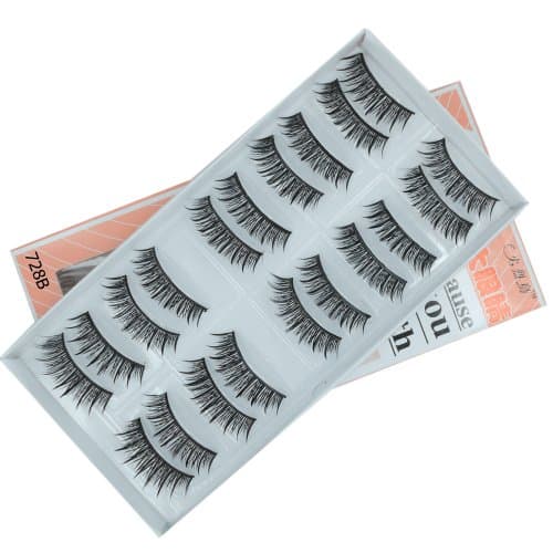 LTop eyelash 10 Pairs Black Stems long Makeup Thick False Eyelashes