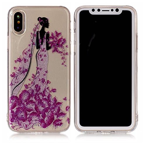 iPhone X Case, Gefee Ultra Slim Crystal Clear Shockproof Soft TPU Patterned Shiny Shine IMD Glitter Protective Case Cover for Apple iPhone X (Princess)
