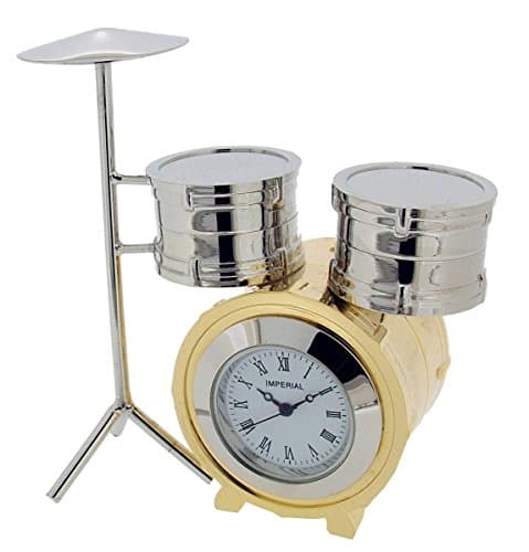 Silver/Gold Drum Kit Mini Clock by Gift Time Products