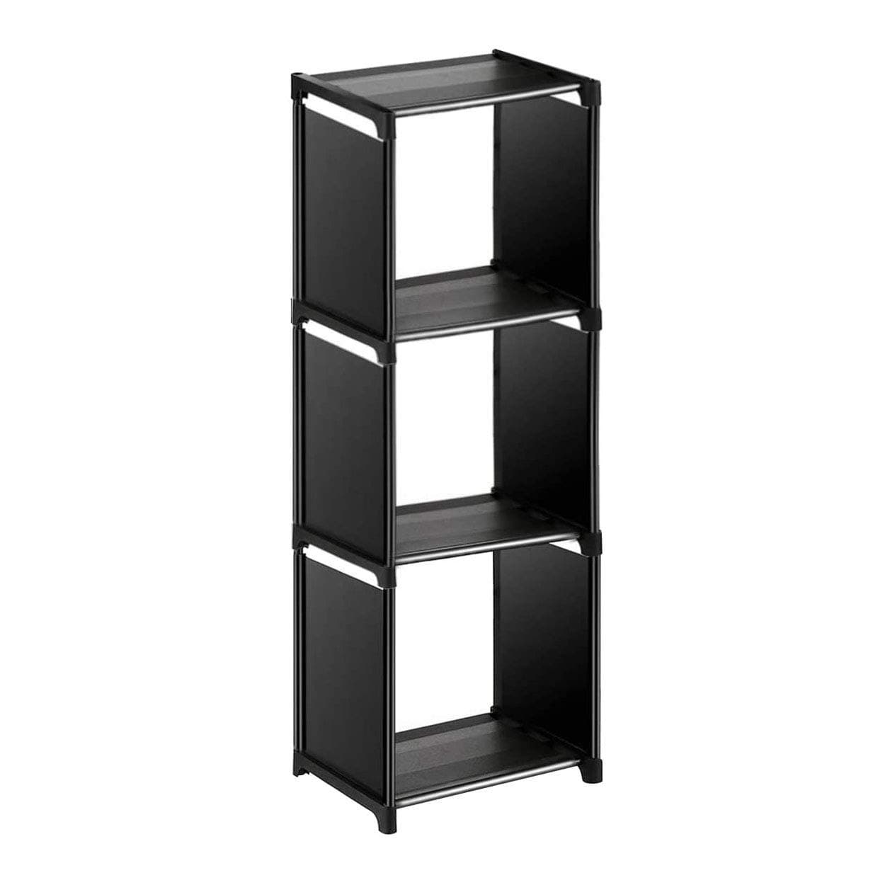 Cube Storage Organizer, 3 Cube Storage Organizer Shelf ,DIY Storage Book Shelf Toy Shelf Modular Bookcase Closet Cabinet in Living Room,Children's Room, Bedroom(Black)-Wishwill