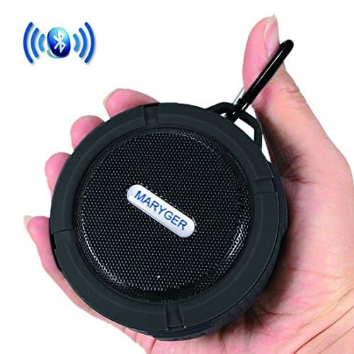 Maryger Mini Portable Waterproof Bluetooth Speaker Shower Speaker with USB Port for Mountain-Climbing,Riding,Traveling,Beach and at Home, Office,Car,Black