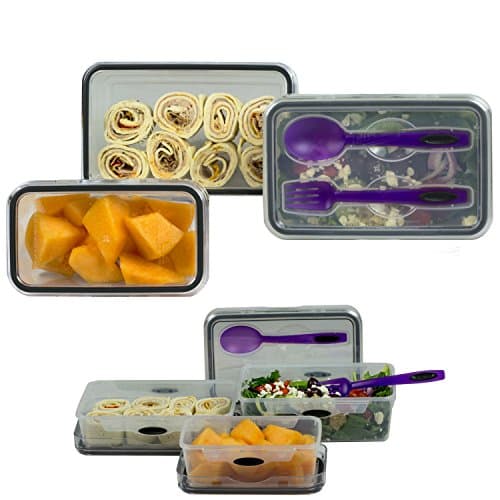 Food Storage 8 Piece Set Lunch Box Salad Plastic Container Rectangular