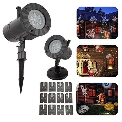NEW 2017 Christmas Projector Lights with 12 Switchable Patterns,LED Rotating Projection Spotlight Light for Christmas Halloween Wedding Birthday Holiday Garden Landscape Outdoor or Indoor Decoration