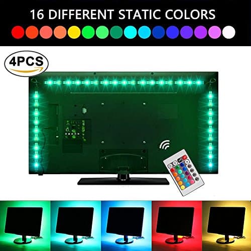 LED Strip lights USB TV Backlight Bias Lighting with Remote Control. 6.56ft 2M 5050 RGB Waterproof Light Strips Kit for HDTV, Desktop PC etc (4pcs x 50cm )
