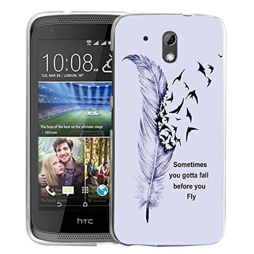 HTC Desire 526 Case, HTC 526 Case, Harryshell(TM)Feather Bird Slim Scratch-Resistant Tpu Gel Flexible Silicone Soft Case Cover Skin Protective for HTC Desire 526