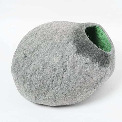 Wool felt cat cave house bed large bed pod (Gray/Lime)