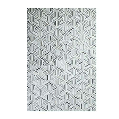 Fydnp Traditional Cowhide Patchwork Area Rug - Geometric Graphics Patch - Handmade Cow Hide Sewing - Smoke Gray Oversized Rectangular Carpet,Triangles,2×3m