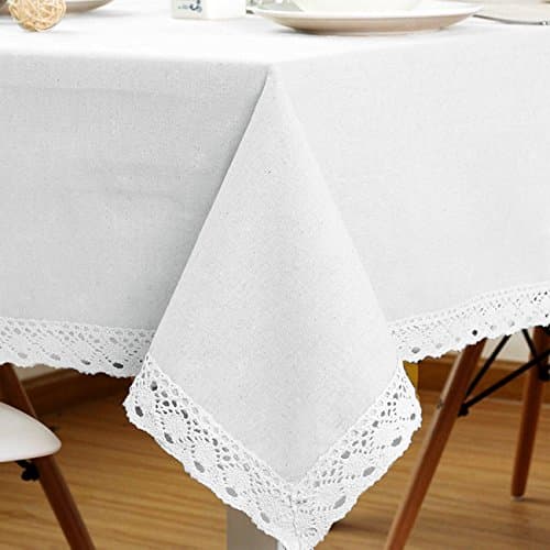 SiYANG" Coffee Hall Various Size Multi-Purpose Cloth Cotton &amp; Hemp Rectangular Tablecloth Square Table Cloth Round Table Cloth Cover Tea Table Cloth (Beige,55.1*55.1In)