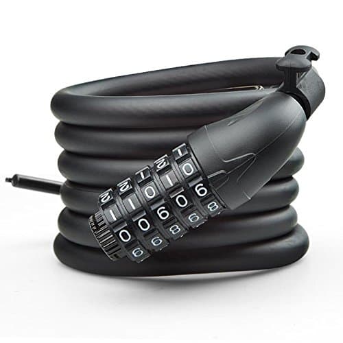 Oujin Security 8143D Self Coiling Cable Combined Password Lock 4-Feet x 5/16-inch Lightweight Cycle Chain for Bike Motorcycle (Black)