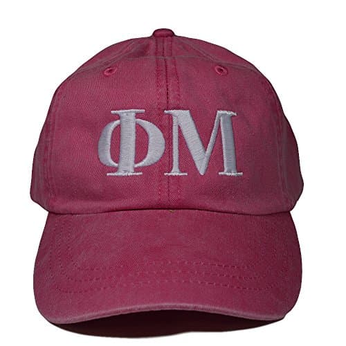 Phi Mu (L) Hot Pink with White Thread Sorority Baseball Hat Cap Greek Letter Sports Cap Adjustable Strap