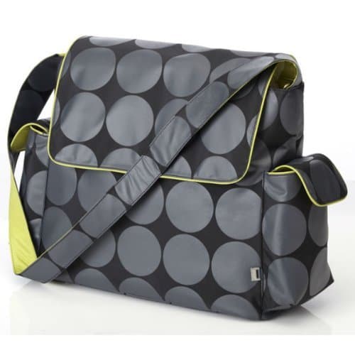 OiOi Messenger Diaper Bag - Grey Dot with Green