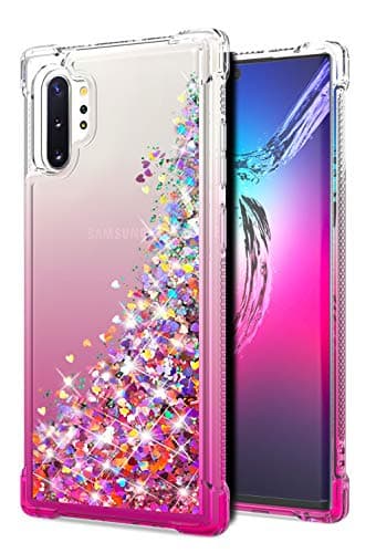 for Galaxy Note 10 Plus Case,Gradient Design Bling Flowing Liquid Floating Sparkle Colorful Glitter Waterfall TPU Protective Phone Case for Samsung Galaxy Note 10 Plus,Rose Gold
