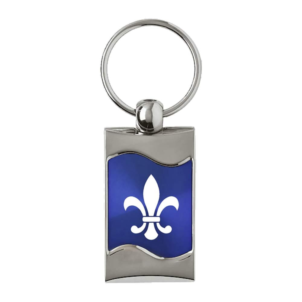 FLEUR-DE-LIS BLUE SPUN BRUSHED METAL KEY RING