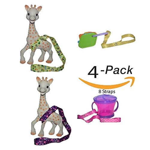 Toy Straps for Baby Strollers High Chair Leash for Teether Pacifier Sippy Cup 8pc (Pink/Yellow)
