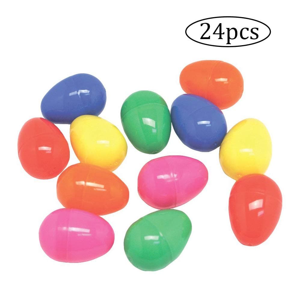 CDKJ 24 Plastic Easter Egg Packs Colorful Easter Supplies