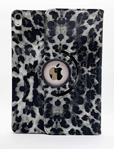 iPad Pro 12.9 Case 2018 2020, LiViTech(TM) Leopard Print Design 360 Degree Rotating PU Leather Auto Sleep/Wake Stand Function for iPad Pro 12.9 Case Cover 2018 2020 4th 3rd Generation (Gray)
