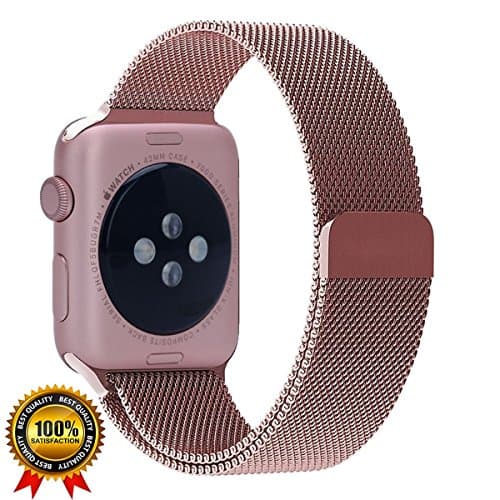 Smart Milanese Loop Replacement Band for Apple Watch 38mm &amp; 42mm, Stainless Mesh Band With Strong Magnetic Clasp for Series 3,2,1 Nike+ Sport Edition replacement for iApple Watch (Rose Gold, 42mm)