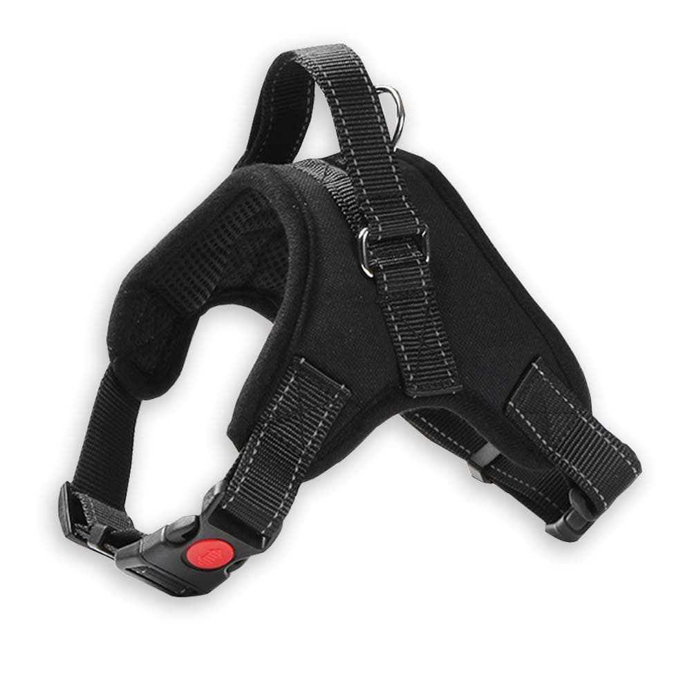 visenta Dog Harness No Pull Padded Adjustable Front Clip Puppy Vest Harnesses With Handle Reflective Breathable Soft Mesh Lightweight Outdoor Adventure Training Walking Comfort Black (L, Black)