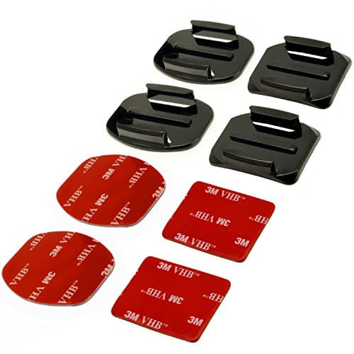 Optix Pro 8 in 1 Helmet Front Side Mount Curved Flat Base Adhesive Sticky 3M for Action Cameras including GoPro Hero5 Black &amp; Session, 4, 3+, 3, 2, 1, Session