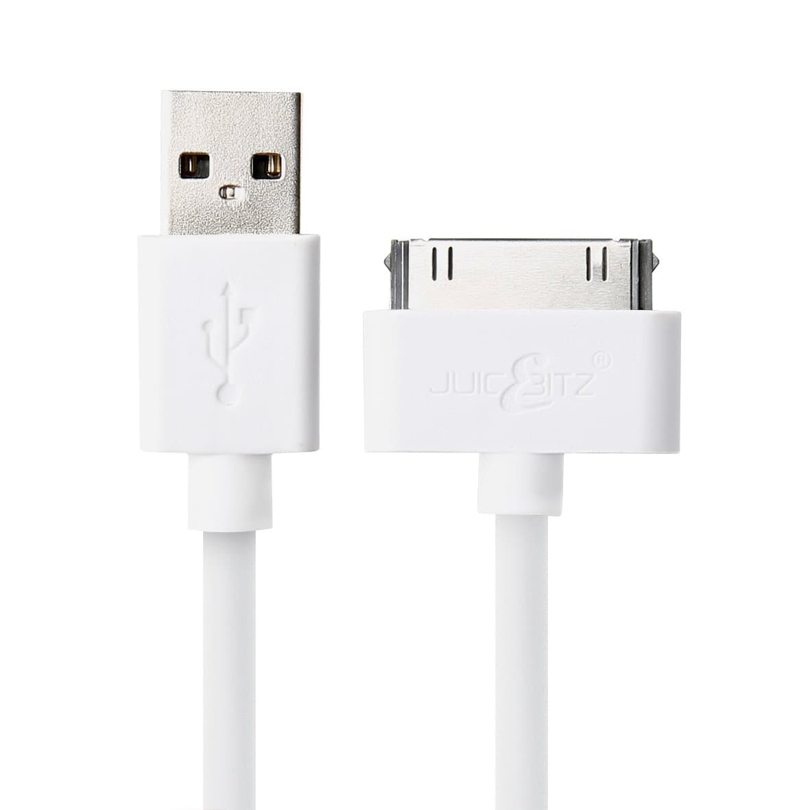 JuicEBitz 0.5m Super Core [20AWG Pure Copper] Fast Data & Charger Cable Lead for iPad 3 2 1, iPhone 4S 4, iPod - 1st to 6th Generation (0.5m, White)